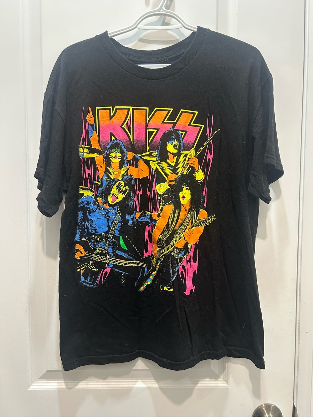 Kiss Black Tee with Neon Band Graphic